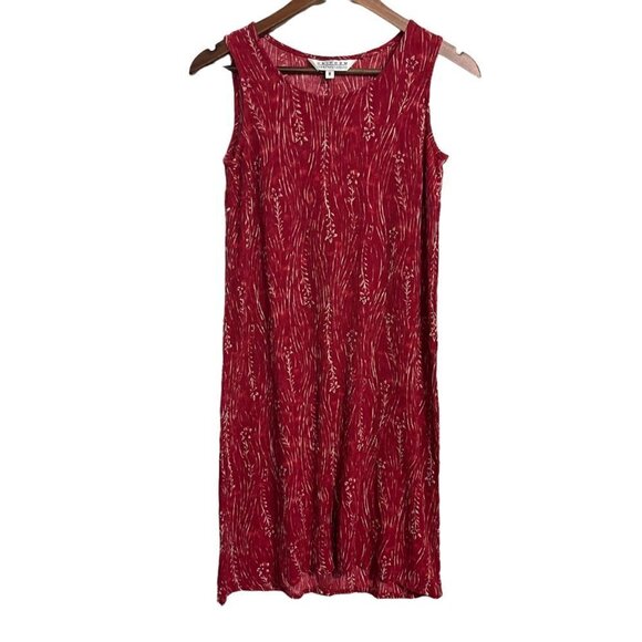 Vintage John Paul Richard Womens Red Sleeveless Floral Crepe Shift Dress Medium - Picture 1 of 6
